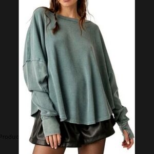 We The Free by Free People Microphone Drop Thermal in Silver Pine